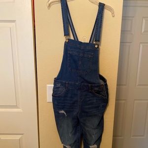 Distressed Denim Overalls